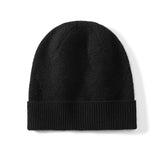 Thick Cashmere Beanie Ribbed Cashmere Winter Hat With Luxe Braided Black M