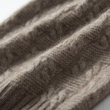 Chunky Cable Knit Cashmere Beanie Ribbed Cuff Thick Cashmere Hats Taupe M
