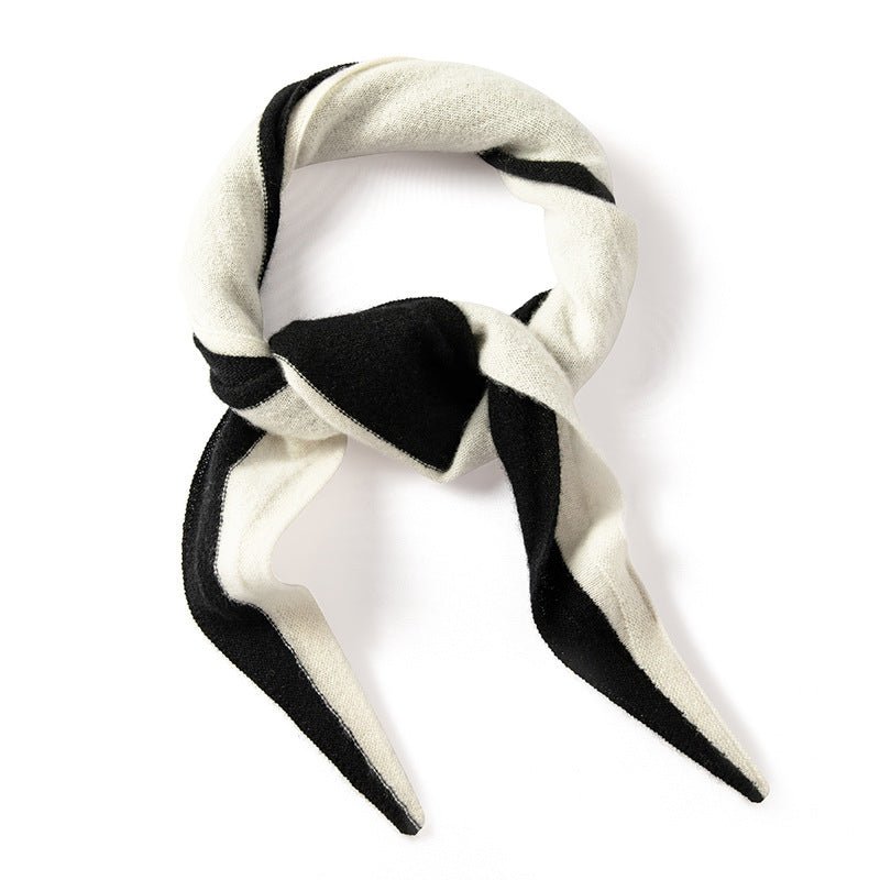 Two Tone Cashmere Wrap Cashmere Triangle Cashmere Neck Tie Cashmere Bandana Ivory + Black M