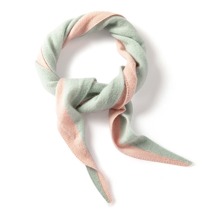 Two Tone Cashmere Wrap Cashmere Triangle Cashmere Neck Tie Cashmere Bandana Green + Pink M