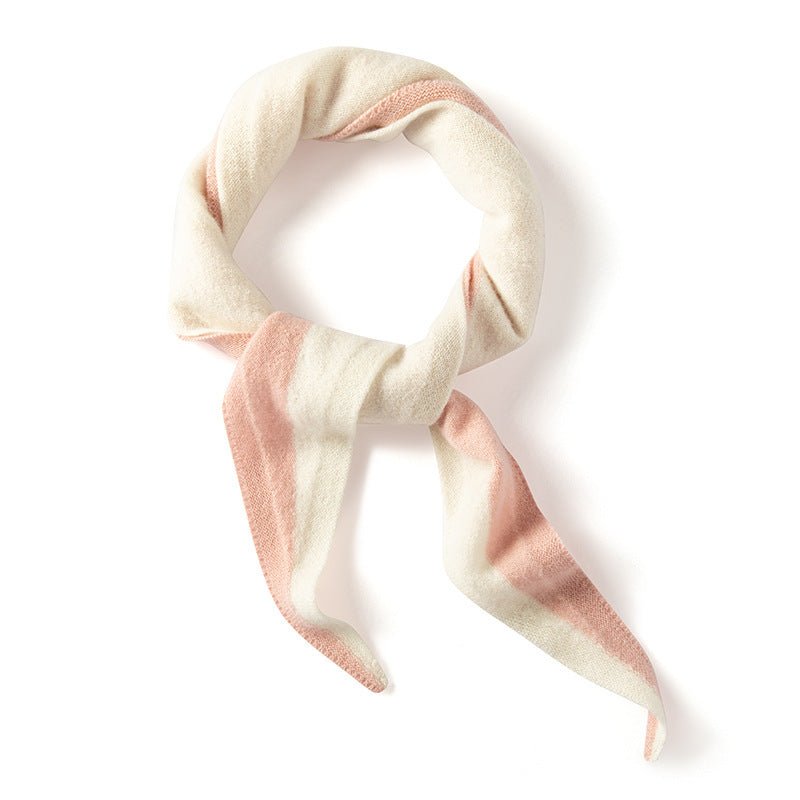 Two Tone Cashmere Wrap Cashmere Triangle Cashmere Neck Tie Cashmere Bandana Ivory + Pink M