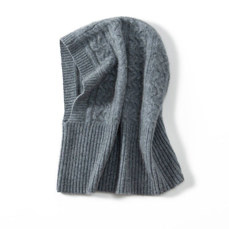 Unisex Cashmere Hooded Snood Cashmere Balaclava Cashmere Knit Hooded Cowl Grey M
