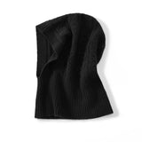 Unisex Cashmere Hooded Snood Cashmere Balaclava Cashmere Knit Hooded Cowl Black M