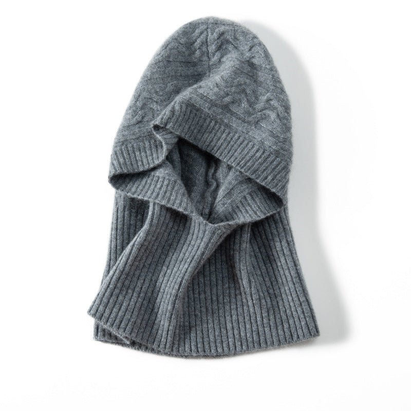 Unisex Cashmere Hooded Snood Cashmere Balaclava Cashmere Knit Hooded Cowl Grey M