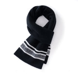 Unisex Cashmere Scarf with Contrast Woven Soft Knitted Cashmere Wrap Black M