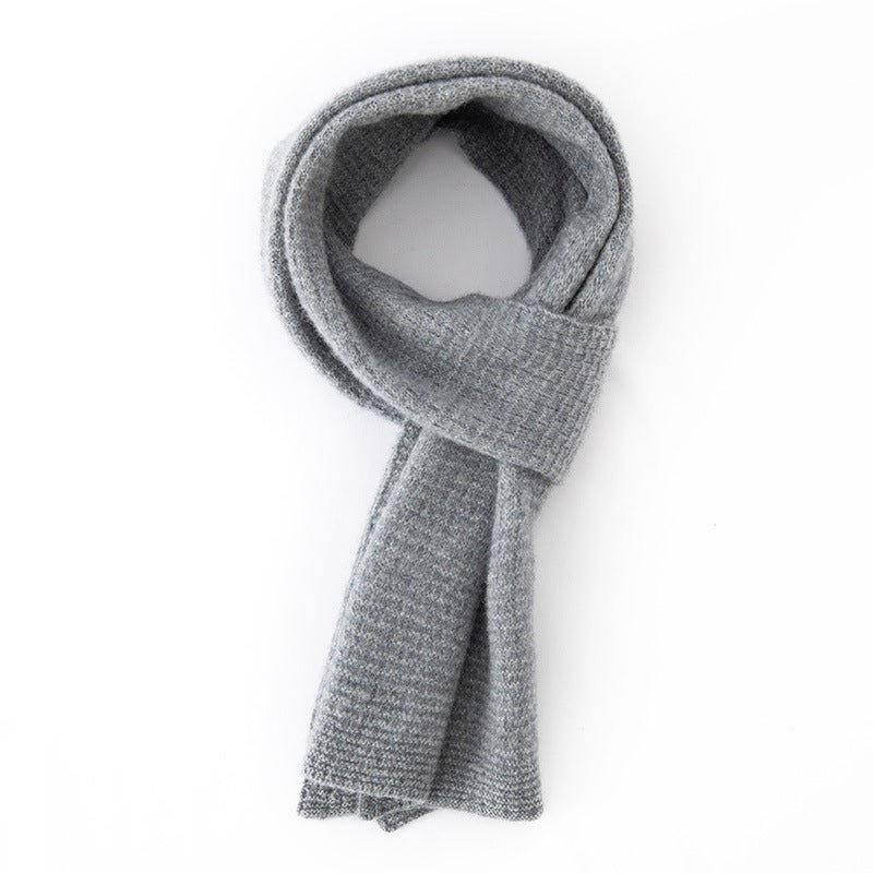 Unisex Long Cashmere Scarf for Fall Winter Cashmere Waffle Knit Scarf Grey M