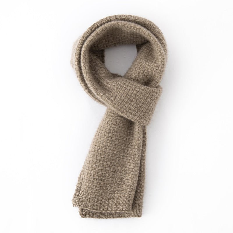 Unisex Long Cashmere Scarf for Fall Winter Cashmere Waffle Knit Scarf Taupe M