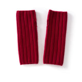 Unisex Ribbed Cashmere Hand Warmers Fingerless Cashmere Gloves Claret M