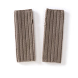Unisex Ribbed Cashmere Hand Warmers Fingerless Cashmere Gloves Taupe M