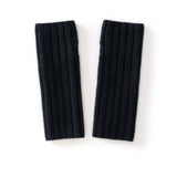 Unisex Ribbed Cashmere Hand Warmers Fingerless Cashmere Gloves Black M