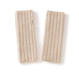 Unisex Ribbed Cashmere Hand Warmers Fingerless Cashmere Gloves Beige M