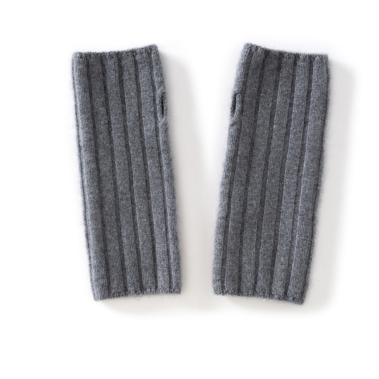 Unisex Ribbed Cashmere Hand Warmers Fingerless Cashmere Gloves Grey M