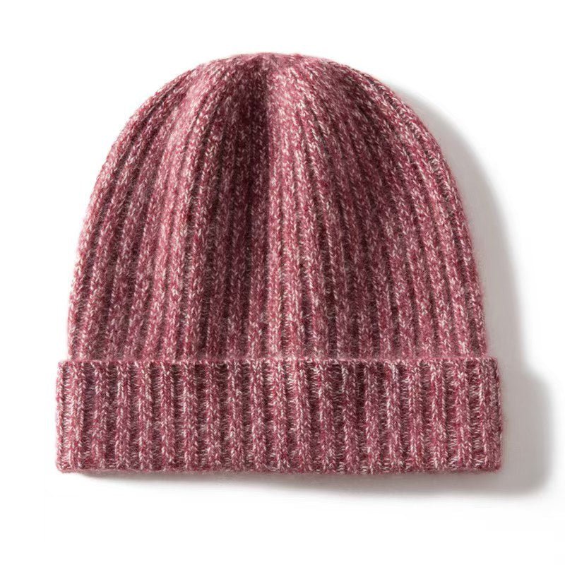 Unisex Ribbed Knit Cashmere Hats Warm Deep Cashmere Beanie Red M
