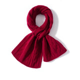 Unisex Short Cable Knit Cashmere Scarf Cashmere Crossover Wrap Claret M