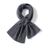 Unisex Short Cable Knit Cashmere Scarf Cashmere Crossover Wrap Grey M