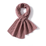 Unisex Short Cable Knit Cashmere Scarf Cashmere Crossover Wrap Pink M