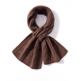 Unisex Short Cable Knit Cashmere Scarf Cashmere Crossover Wrap Coffee M