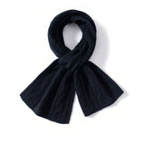 Unisex Short Cable Knit Cashmere Scarf Cashmere Crossover Wrap Black M