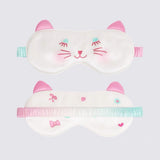 Unisex Silk Eye Mask with Cat Illustration Double Sided Silk Sleep Mask Pink M