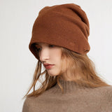 Unisex Slouchy Cashmere Beanie Hat Cashmere Knitted Beanie Stacked Caramel M