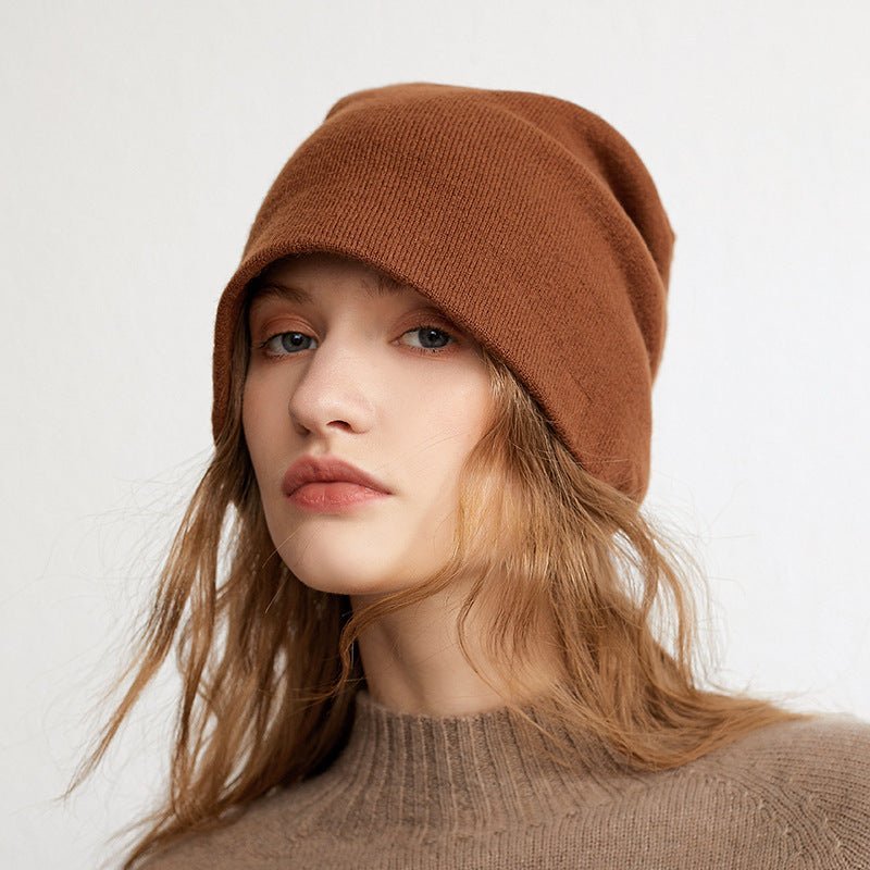 Unisex Slouchy Cashmere Beanie Hat Cashmere Knitted Beanie Stacked Caramel M