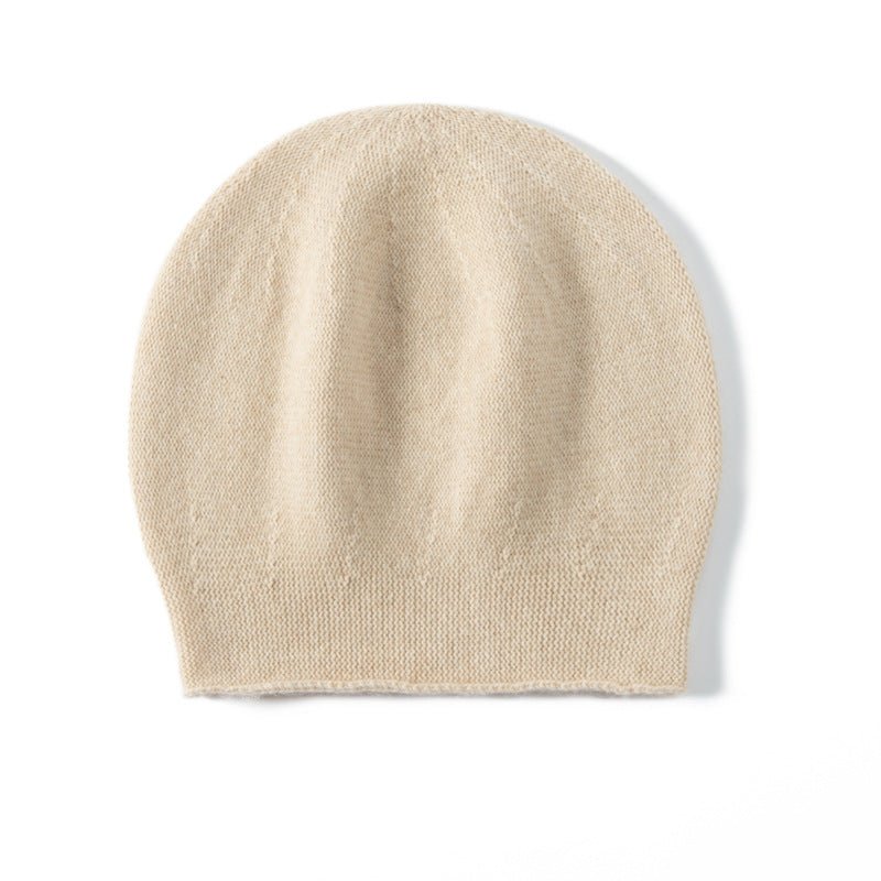 Unisex Cashmere Slouchy Beanie Hat Cashmere Double - Layered Ski Cap Beige M