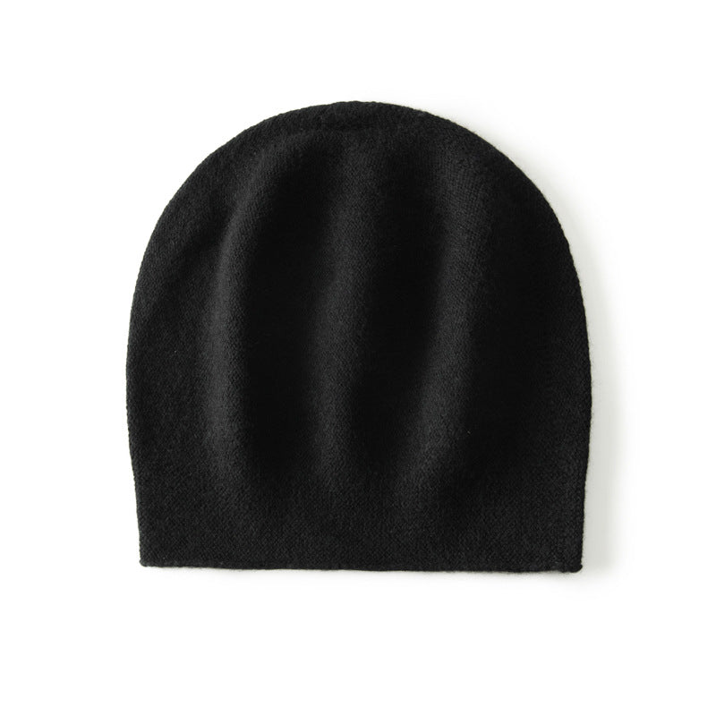 Unisex Cashmere Slouchy Beanie Hat Cashmere Double - Layered Ski Cap Black M