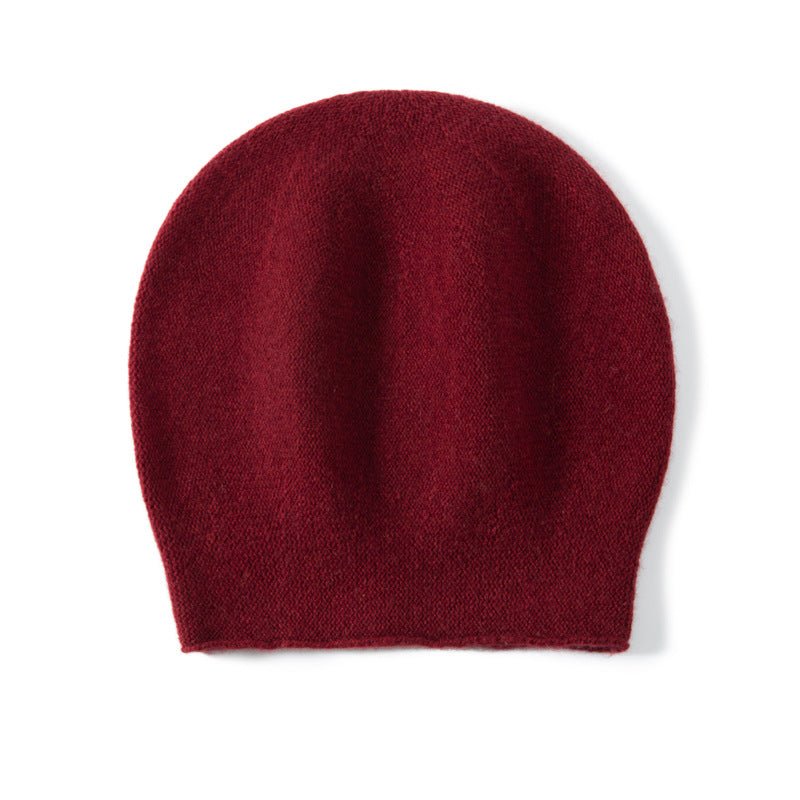 Unisex Cashmere Slouchy Beanie Hat Cashmere Double - Layered Ski Cap Claret M