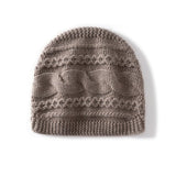 Warm Cashmere Knit Hat Cable Cloche Cashmere Beanie Rib Edge Taupe M