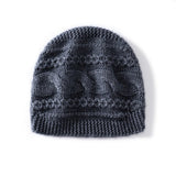 Warm Cashmere Knit Hat Cable Cloche Cashmere Beanie Rib Edge Grey M