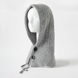 Womens Cashmere Hooded Scarf Soft Warm Drawstring Cashmere Balaclava Gray M