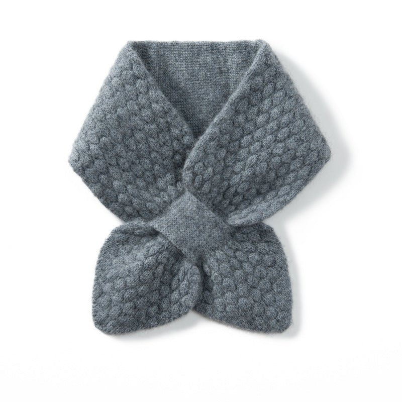 Womens Cashmere Knit Bow Scarf Pull Through Neck Warmer Scarf Gray M