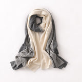 Double - toned Cashmere Scarf Long Cashmere Knitted Wraps For Women Gray XL