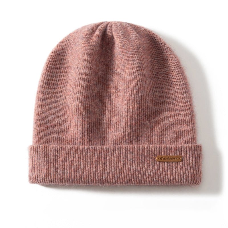 Women and Men Cashmere Beanie Rib Knitted Cashmere Hats Pink M