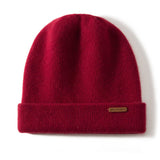 Women and Men Cashmere Beanie Rib Knitted Cashmere Hats Red M