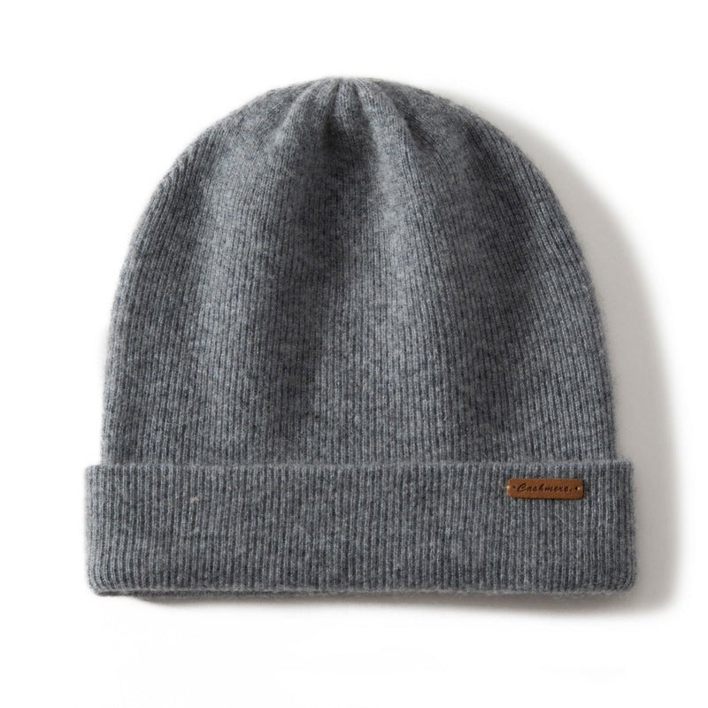 Women and Men Cashmere Beanie Rib Knitted Cashmere Hats Gray M