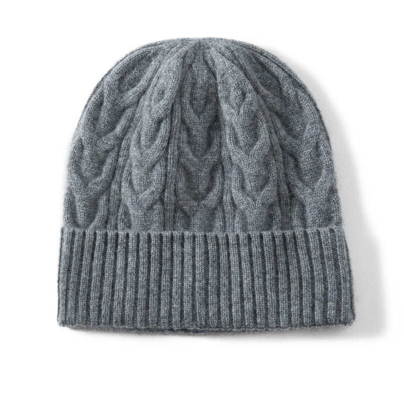 Women And Men Cashmere Cable Knitted Solid Hats Winter Warm Beanie Gray M
