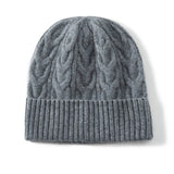 Women And Men Cashmere Cable Knitted Solid Hats Winter Warm Beanie Gray M