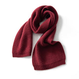 Unisex Pure Cashmere Honeycomb Honeycomb Knit Scarf Wrap Claret M