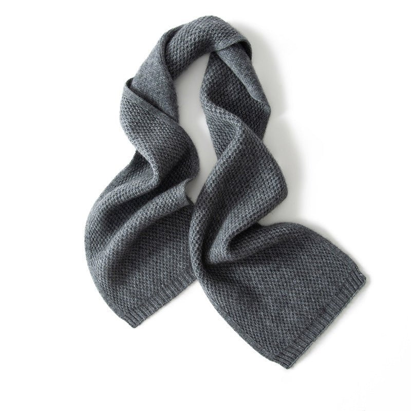 Unisex Pure Cashmere Honeycomb Honeycomb Knit Scarf Wrap Gray M