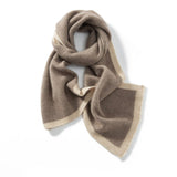 Long Ribbed Cashmere Colorblock Scarf Cashmere Kinit Wrap Scarves Taupe L
