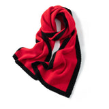 Long Ribbed Cashmere Colorblock Scarf Cashmere Kinit Wrap Scarves Red L