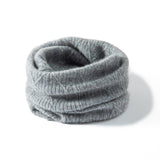 Textured Cashmere Cowl Scarf Loop Scarf Double - Layer Neck Gaiter Gray M