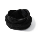 Textured Cashmere Cowl Scarf Loop Scarf Double - Layer Neck Gaiter Black M
