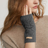 Women Half Finger Cashmere Gloves Warm Knit Fingerless Gloves Gray M