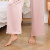Women Pure Silk Cami & Wide Leg Pants Pajama Camisole Set Rosy Pink XS