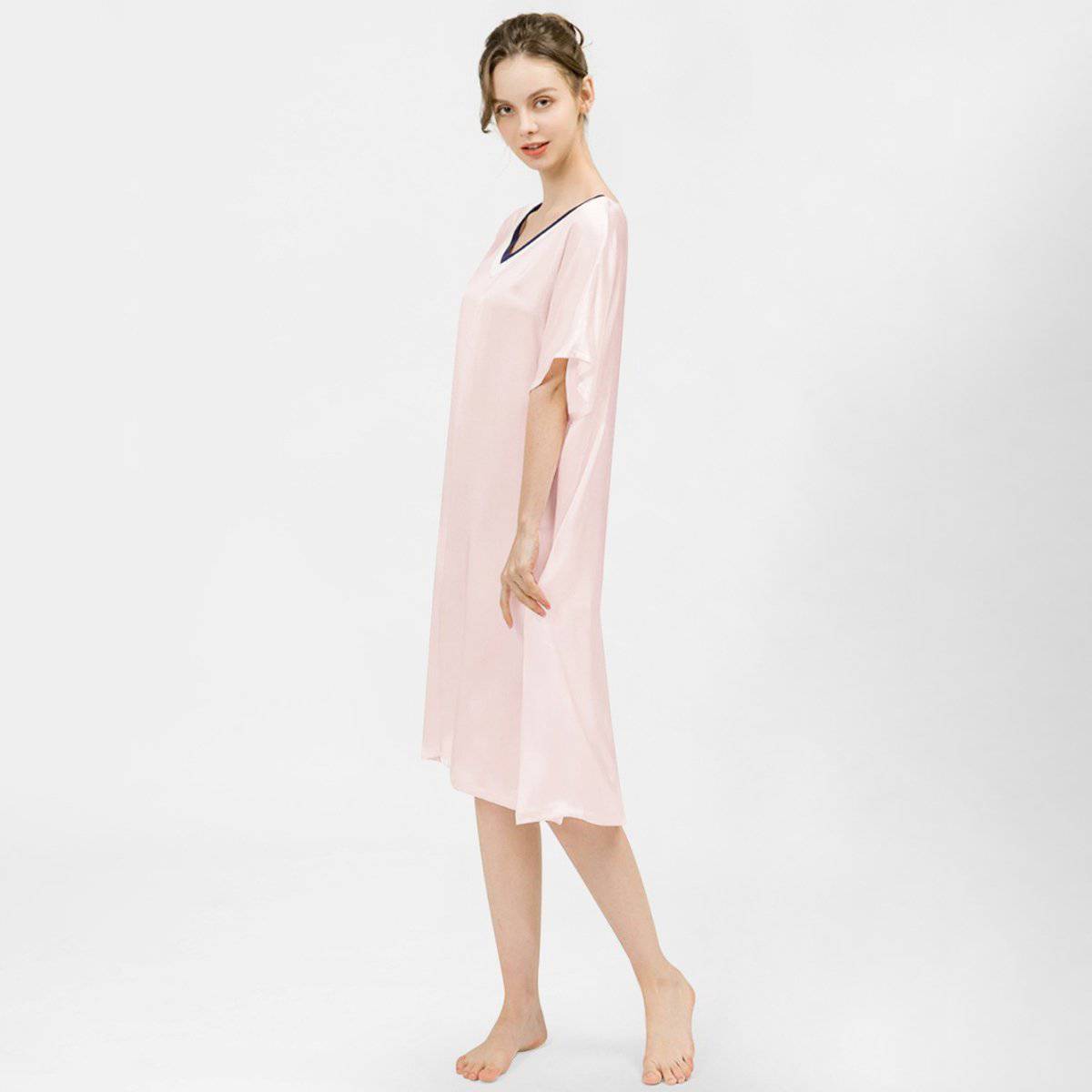 Women Pure Silk Nightdress V Neck 100% Silk Sleepwear Light Green XS