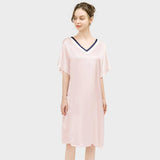 Women Pure Silk Nightdress V Neck 100% Silk Sleepwear Light Green XS