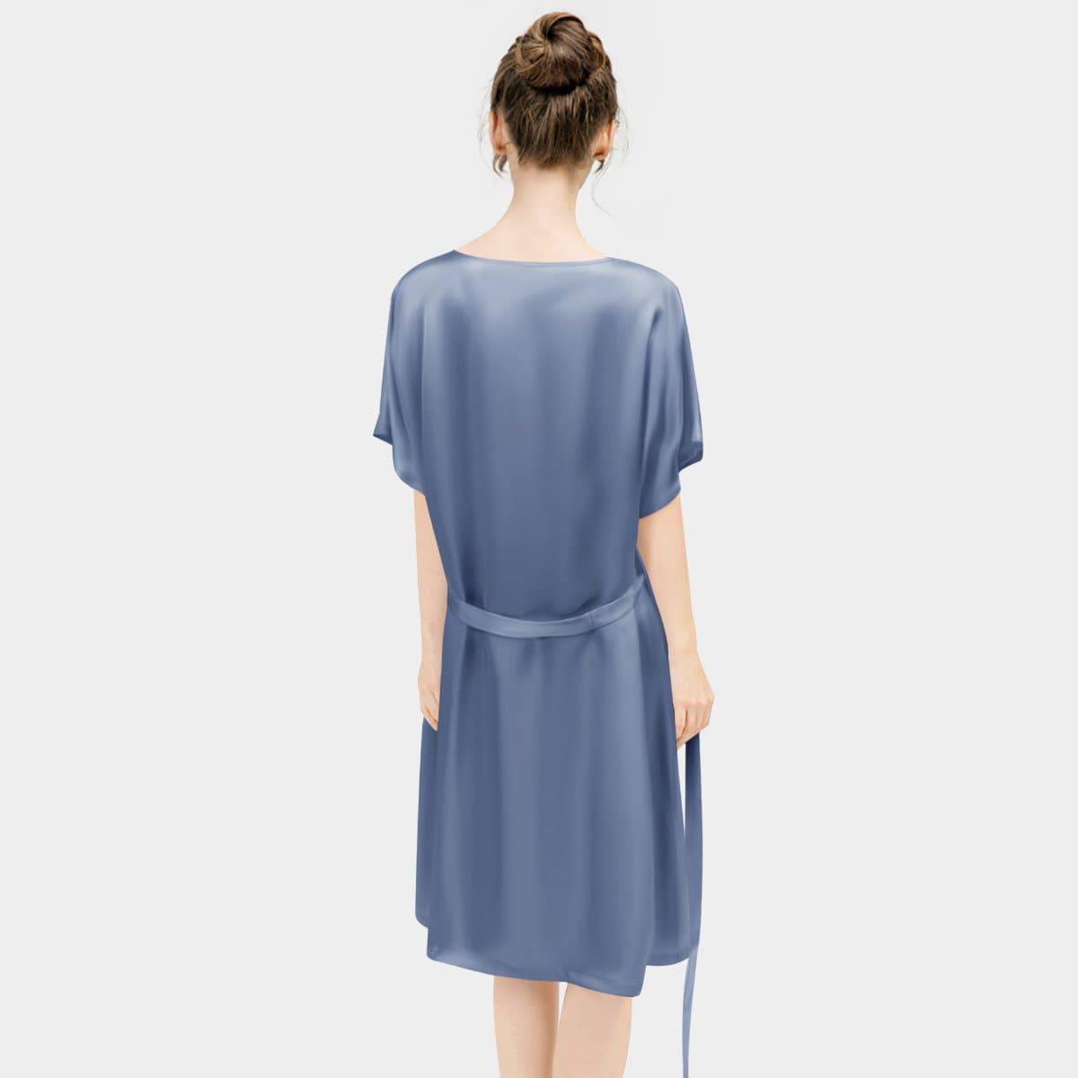 Women Pure Silk Nightdress V Neck 100% Silk Sleepwear Light Green XS
