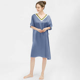 Women Pure Silk Nightdress V Neck 100% Silk Sleepwear Light Green XS